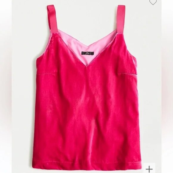 NWT J. Crew Drapey Velvet Camisole Tank Top, Bright Berry, Small (Fits Medium) - Picture 3 of 10